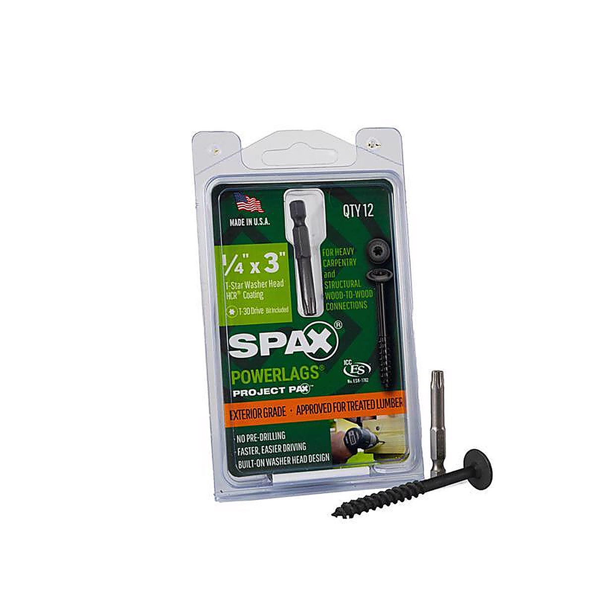 Spax - 45818207007643 - Powerlag 1/4 In. In. X 3 In. L T-30 Washer Head Serrated Structural Screws