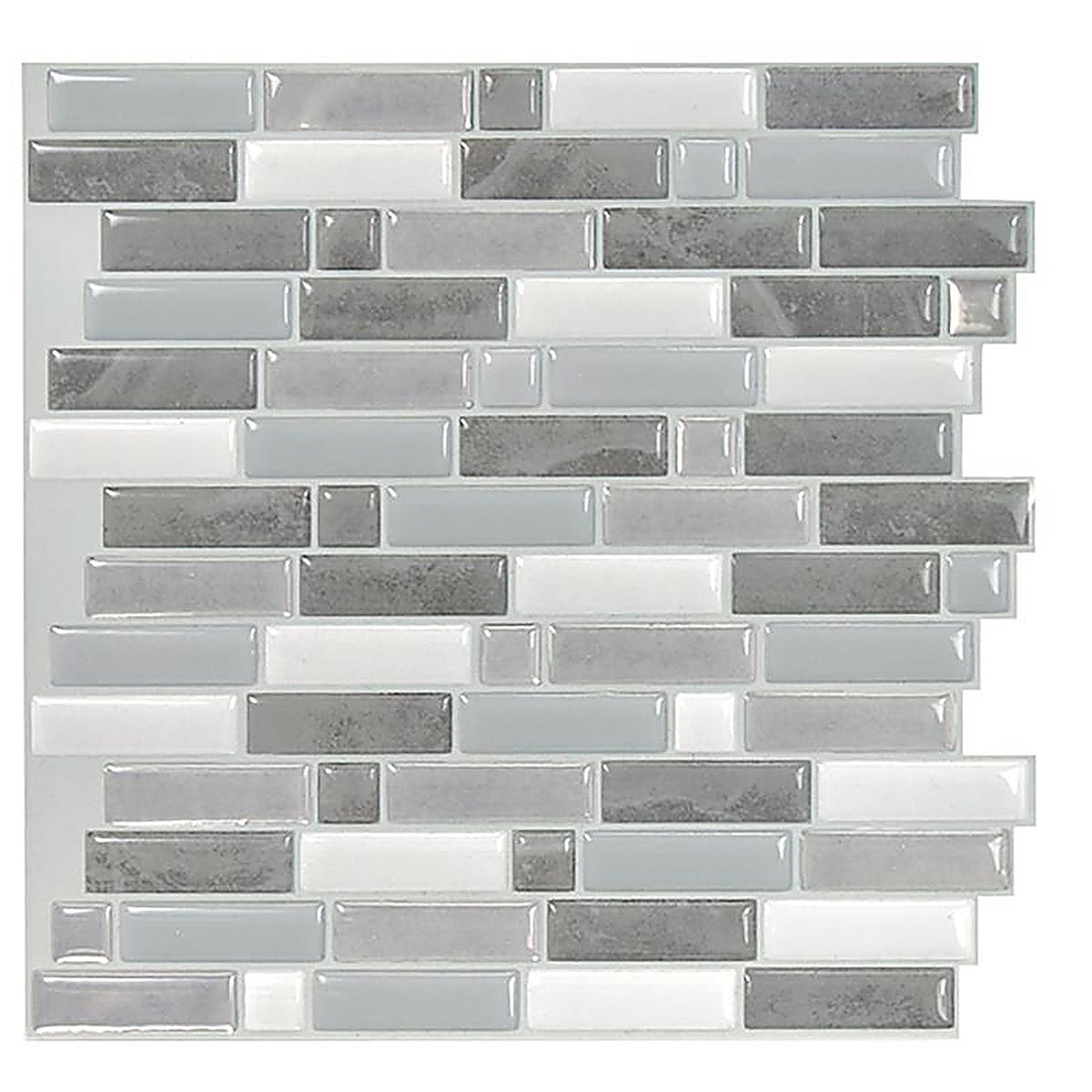 Smart Tiles SM1111G-04-QG 9.36 in. W X 9.73 in. L Gray/White Mosaic Vinyl Adhesive Wall Tile 4 pc