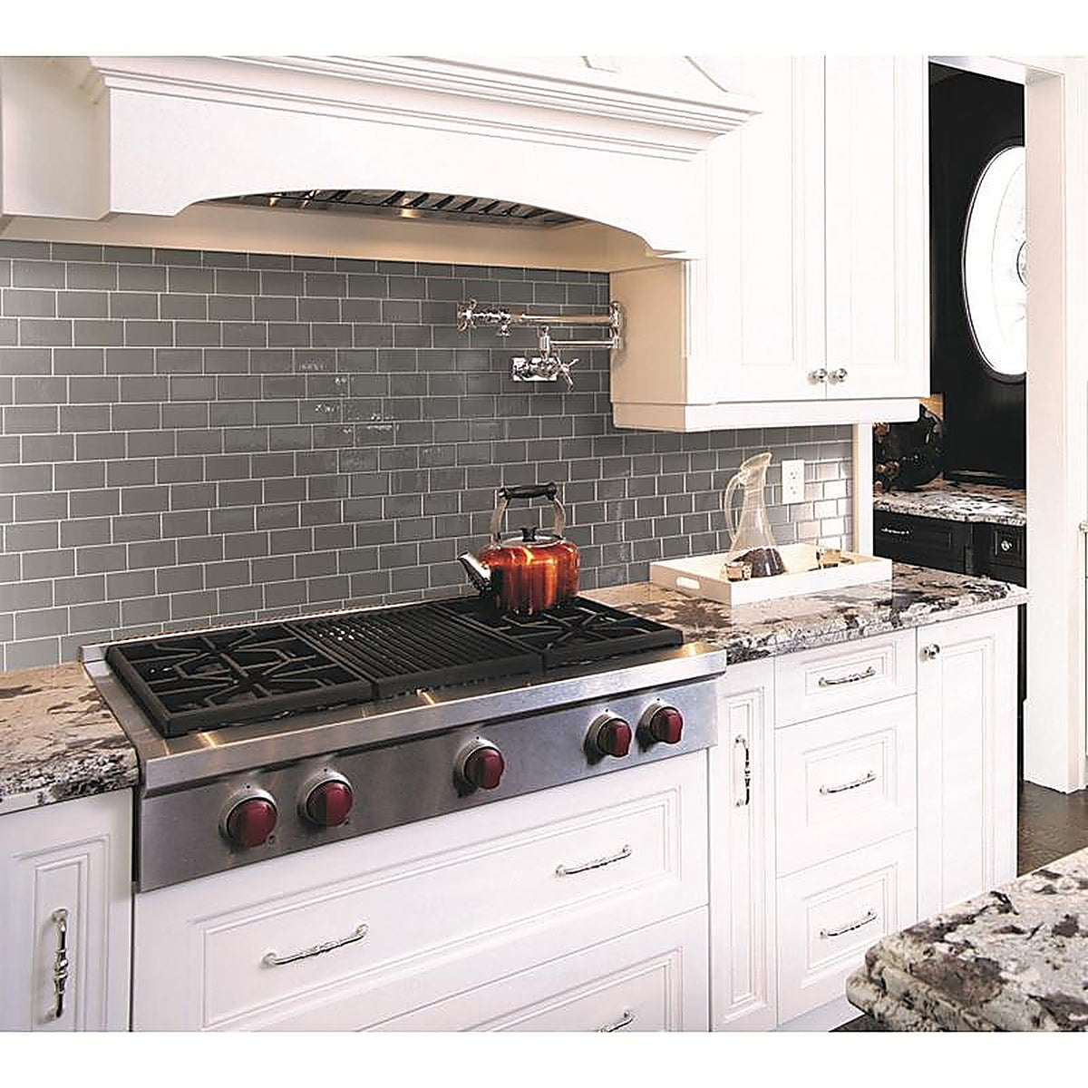 Smart Tiles SM1064-4 8.38 in. W X 11.56 in. L Gray Mosaic Vinyl Adhesive Wall Tile 4 pc