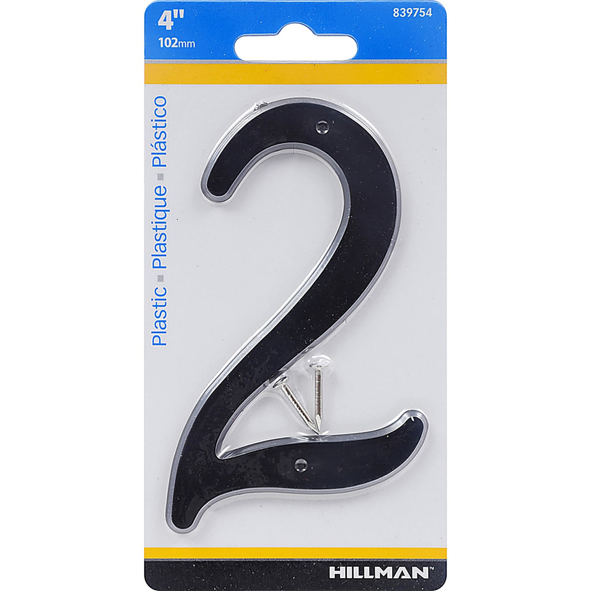 Hillman 839754 4 in. Black Plastic Nail-On Number 2 1/pc.