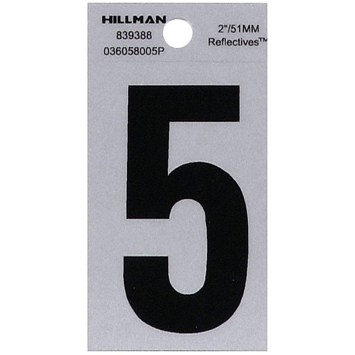 Hillman 839388 2 in. Reflective Black Mylar Self-Adhesive Number 5 1/pc.