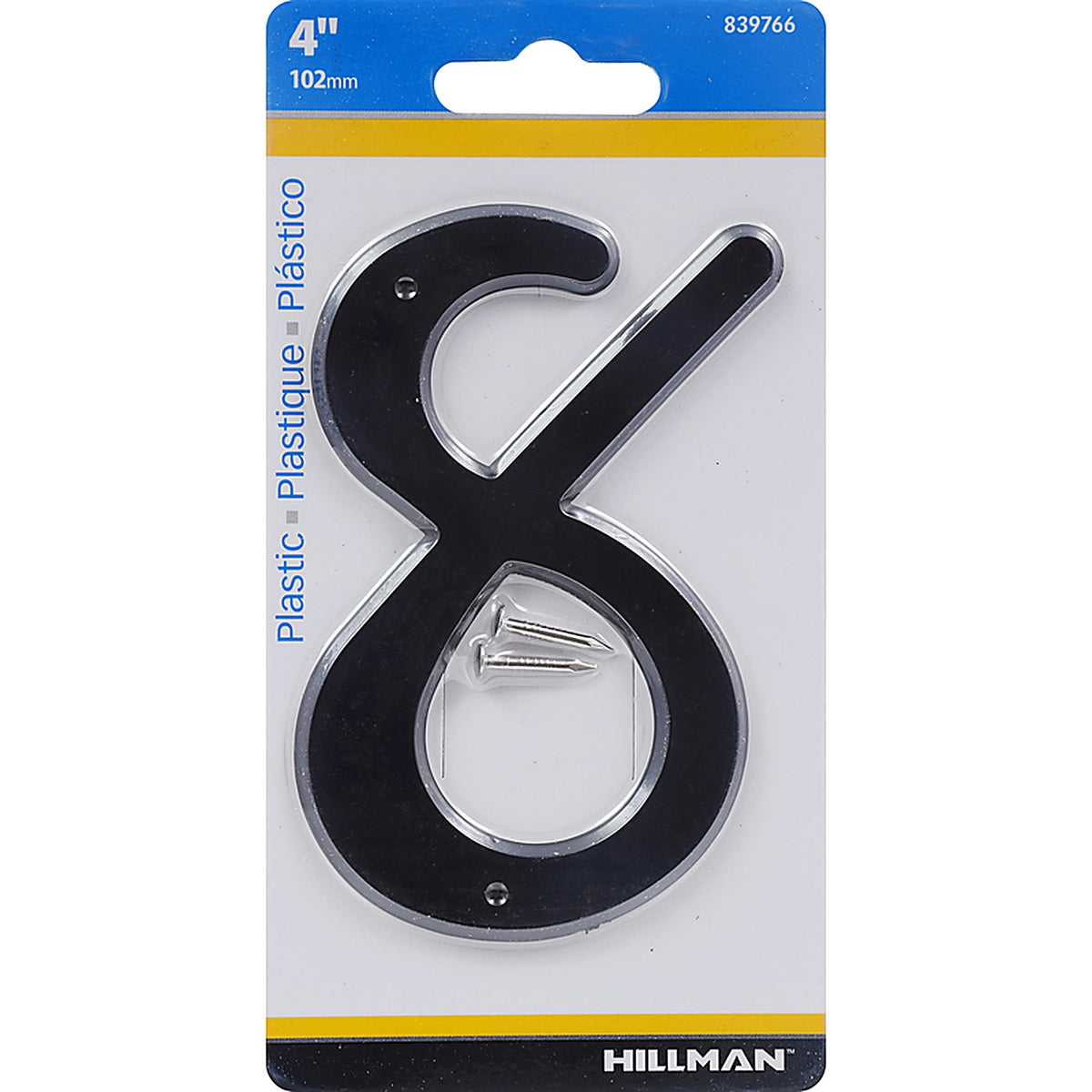 Hillman 839766 4 in. Black Plastic Nail-On Number 8 1/pc.
