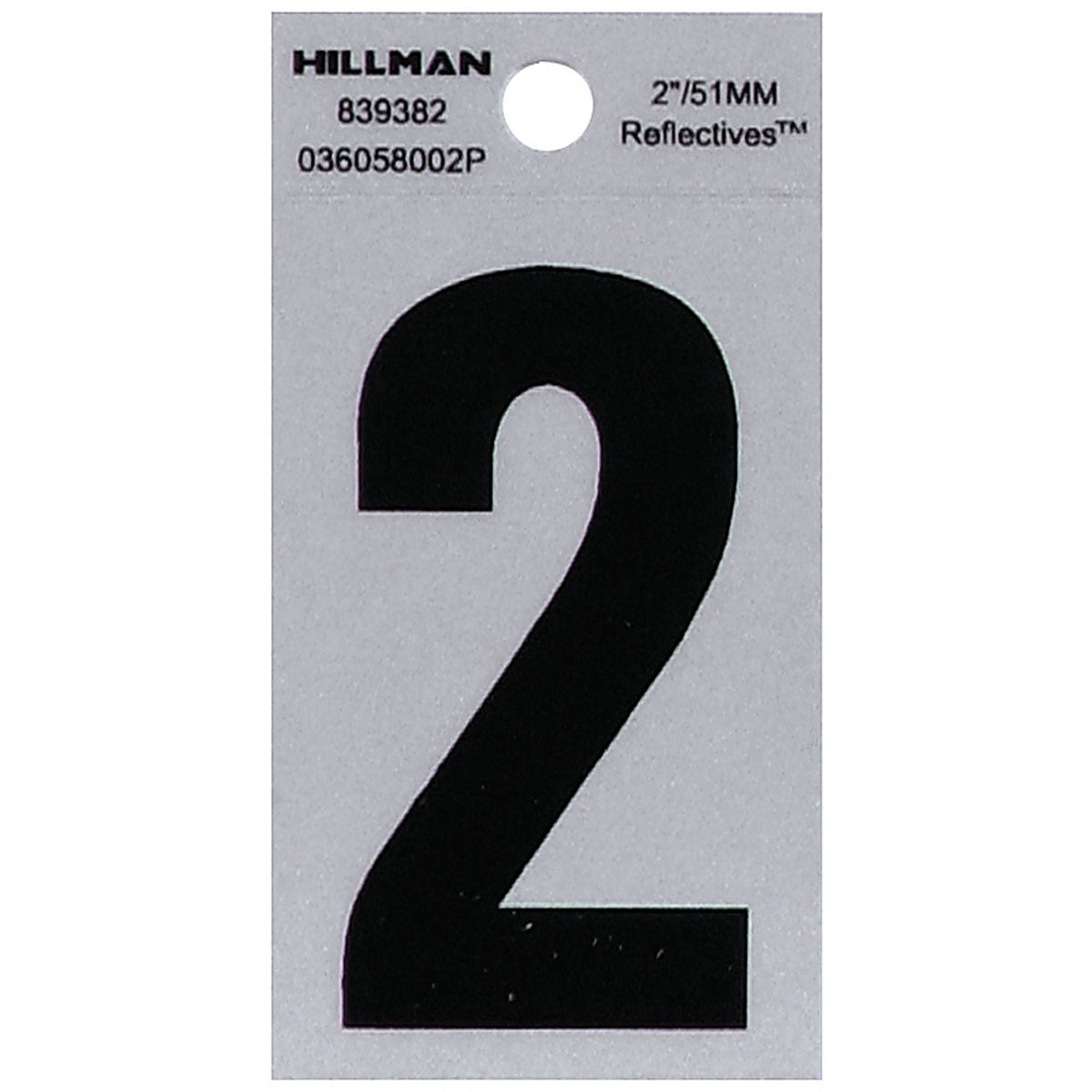 Hillman 839382 2 in. Reflective Black Mylar Self-Adhesive Number 2 1/pc.