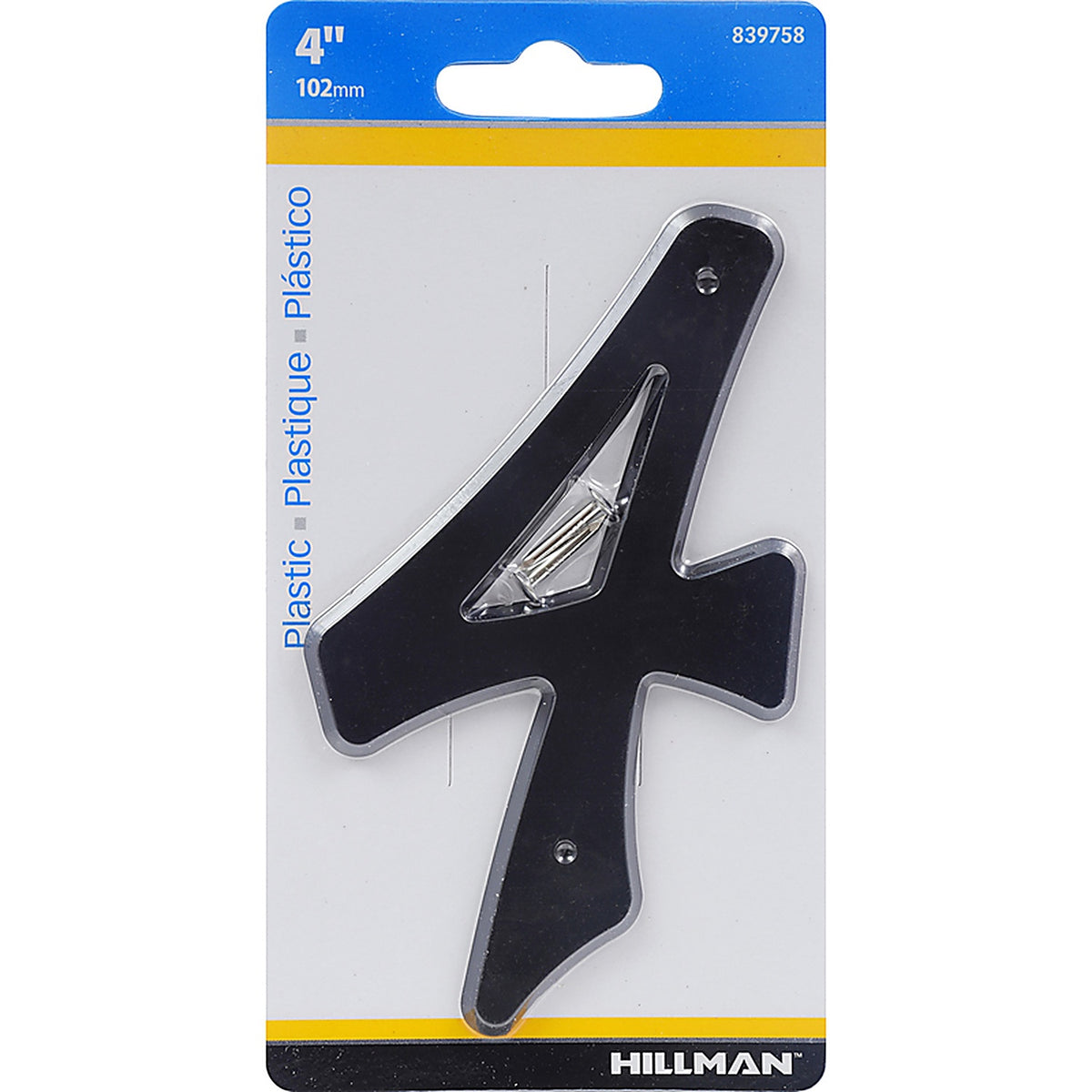 Hillman 839758 4 in. Black Plastic Nail-On Number 4 1/pc.