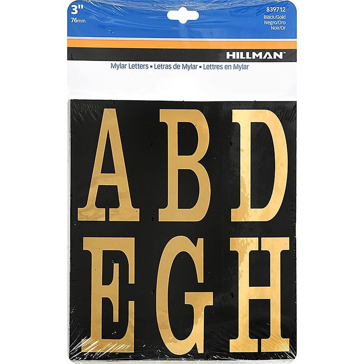 Hillman 839712 3 in. Gold Plastic Self-Adhesive Letter Set A-Z 51/pc.