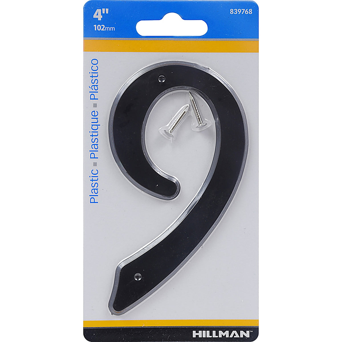 Hillman 839768 4 in. Black Plastic Nail-On Number 9 1/pc.