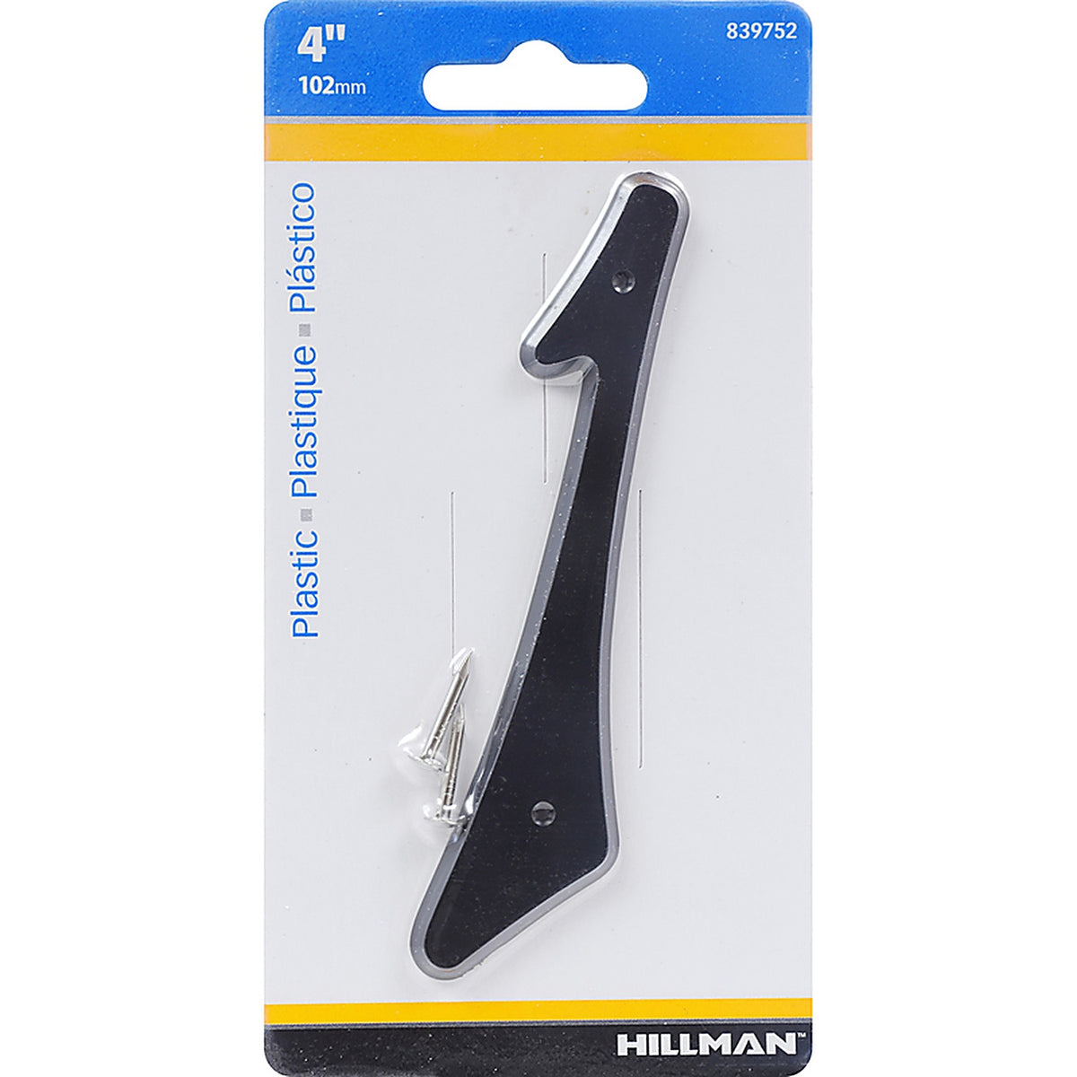 Hillman 839752 4 in. Black Plastic Nail-On Number 1 1/pc.