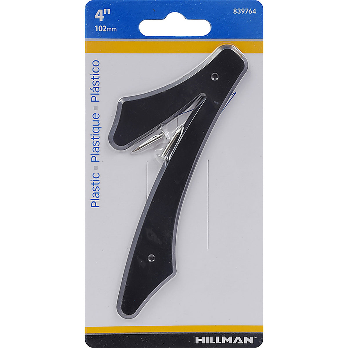 Hillman 839764 4 in. Black Plastic Nail-On Number 7 1/pc.
