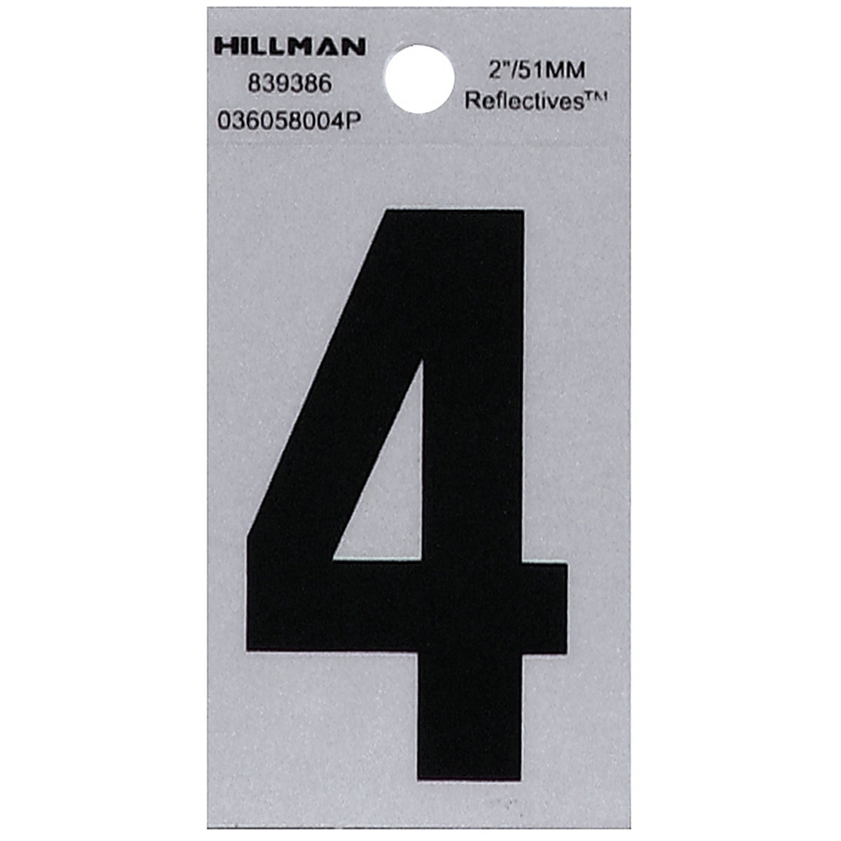 Hillman 839386 2 in. Reflective Black Mylar Self-Adhesive Number 4 1/pc.