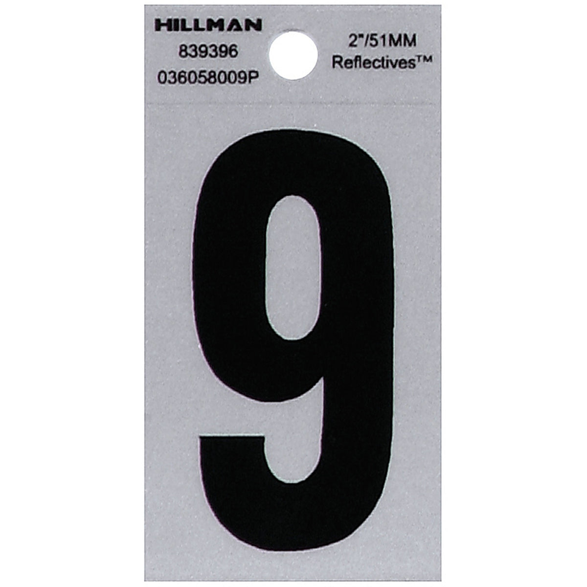 Hillman 839396 2 in. Reflective Black Mylar Self-Adhesive Number 9 1/pc.