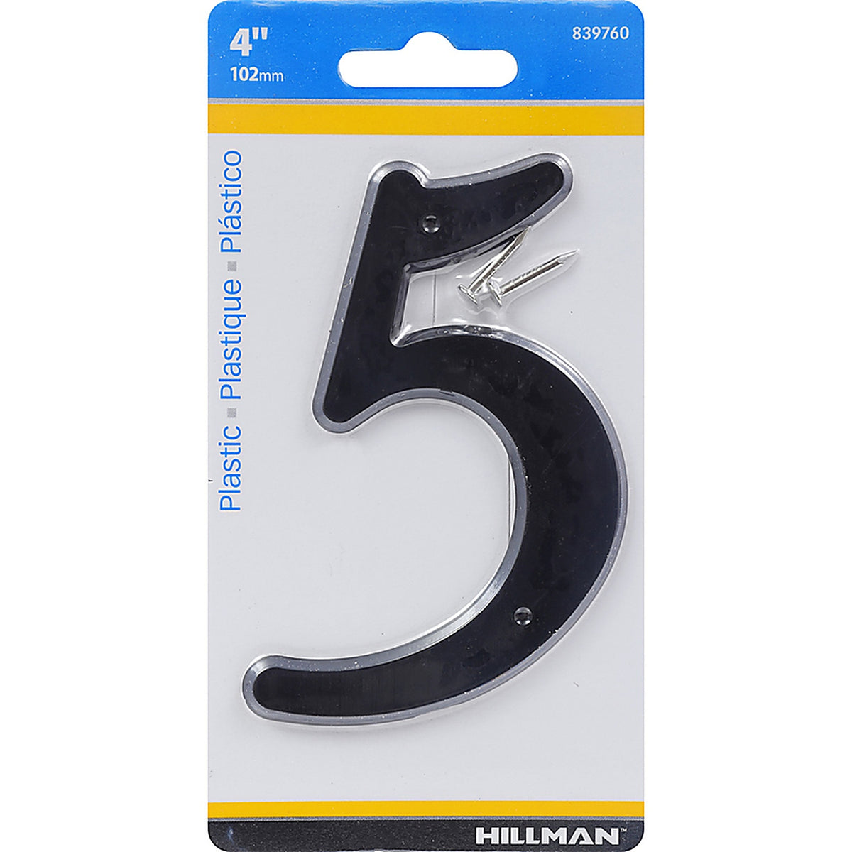 Hillman 839760 4 in. Black Plastic Nail-On Number 5 1/pc.