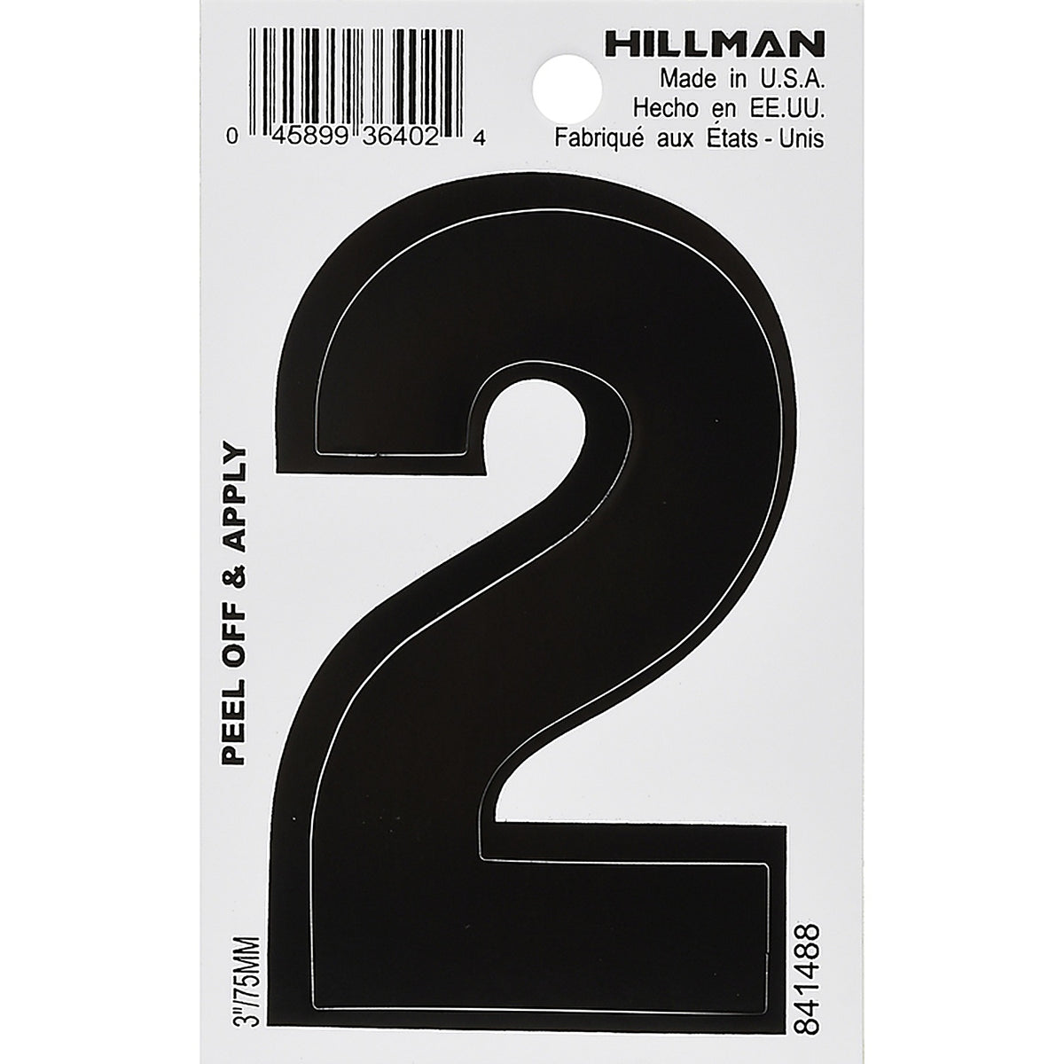 Hillman 841488 3 in. Black Vinyl Self-Adhesive Number 2 1/pc.