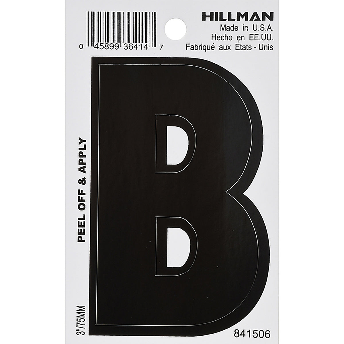 Hillman 841506 3 in. Black Vinyl Self-Adhesive Letter B 1/pc.