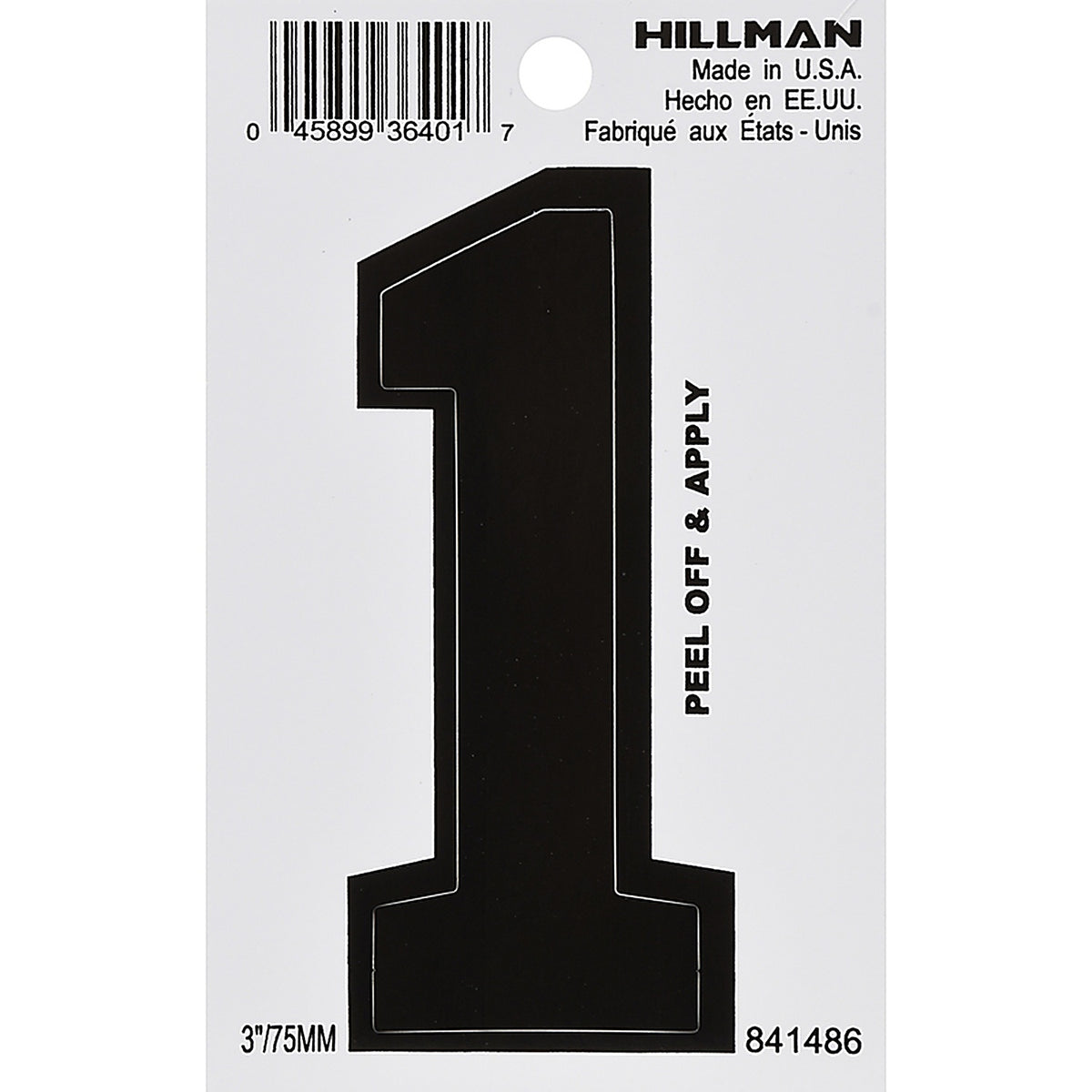 Hillman 841486 3 in. Black Vinyl Self-Adhesive Number 1 1/pc.