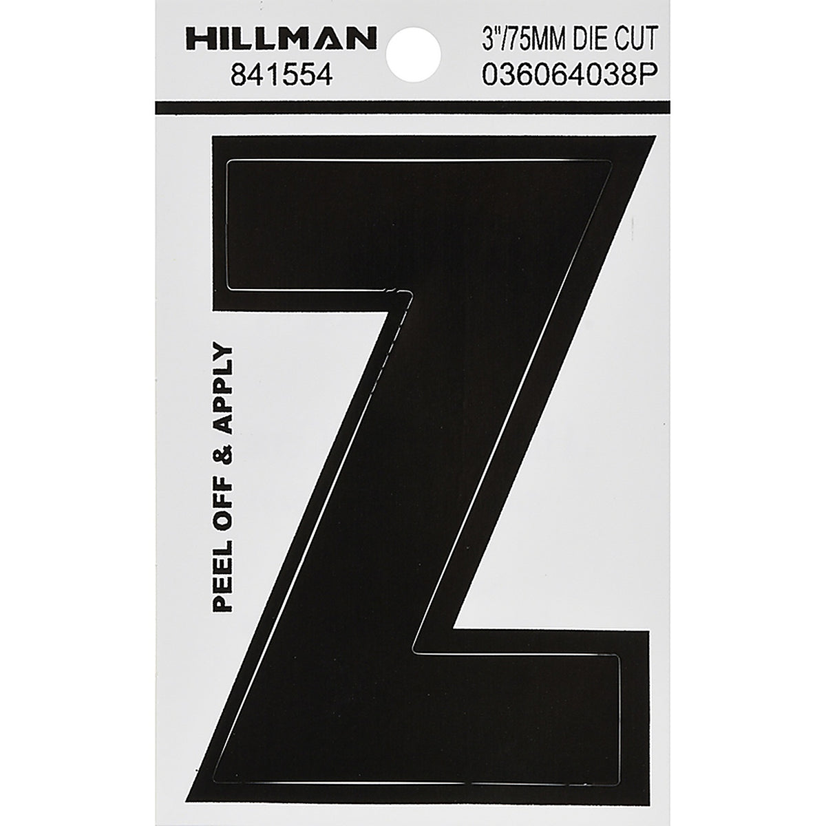 Hillman 841554 3 in. Black Vinyl Self-Adhesive Letter Z 1/pc.