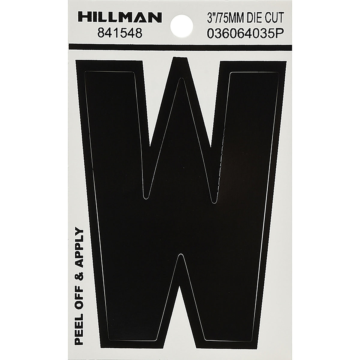 Hillman 841548 3 in. Black Vinyl Self-Adhesive Letter W 1/pc.