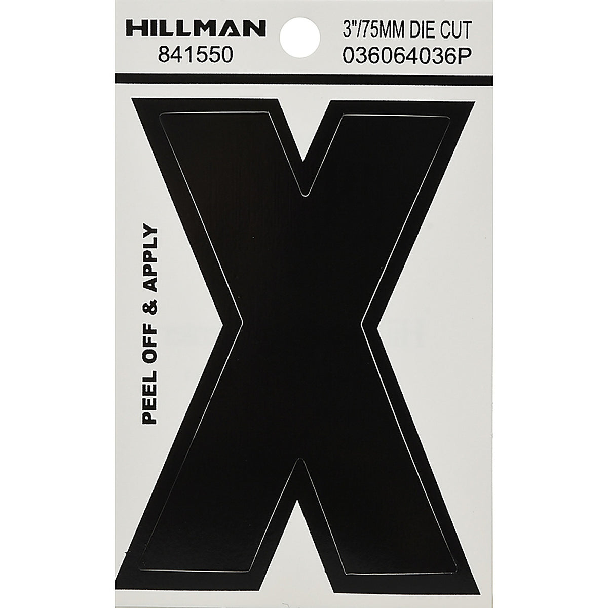 Hillman 841550 3 in. Black Vinyl Self-Adhesive Letter X 1/pc.