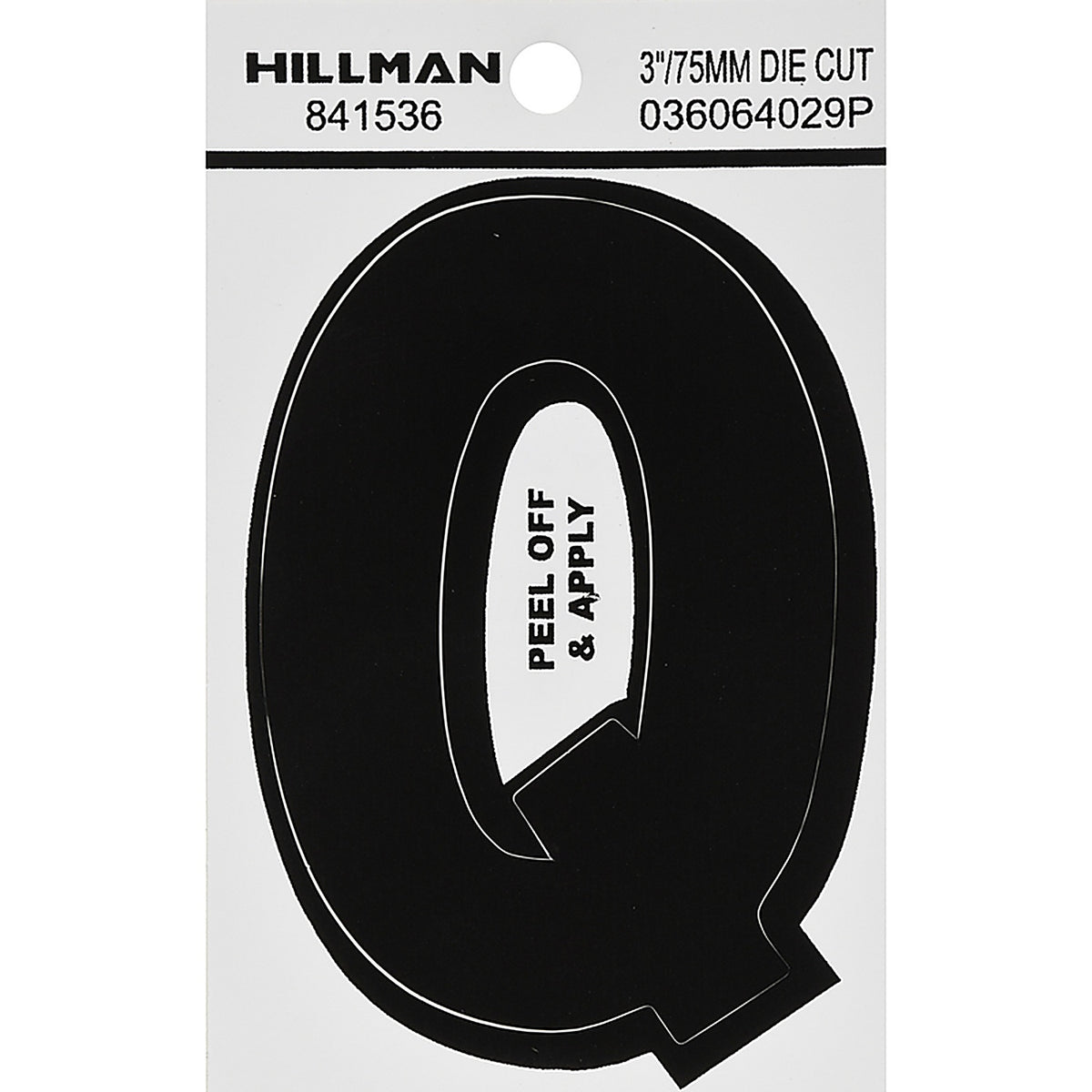 Hillman 841536 3 in. Black Vinyl Self-Adhesive Letter Q 1/pc.