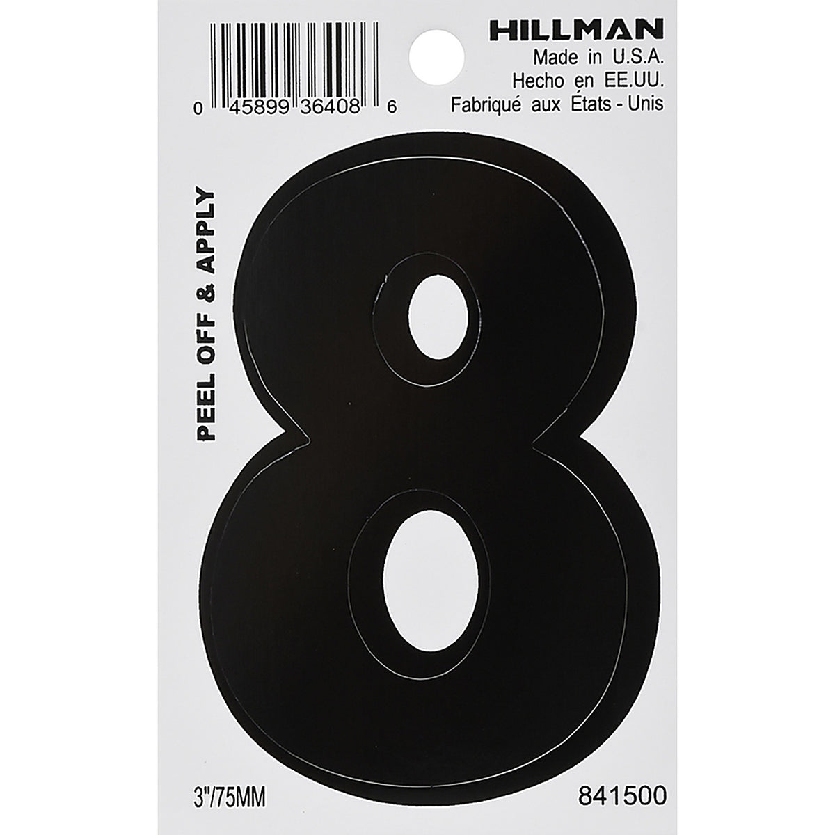 Hillman 841500 3 in. Black Vinyl Self-Adhesive Number 8 1/pc.