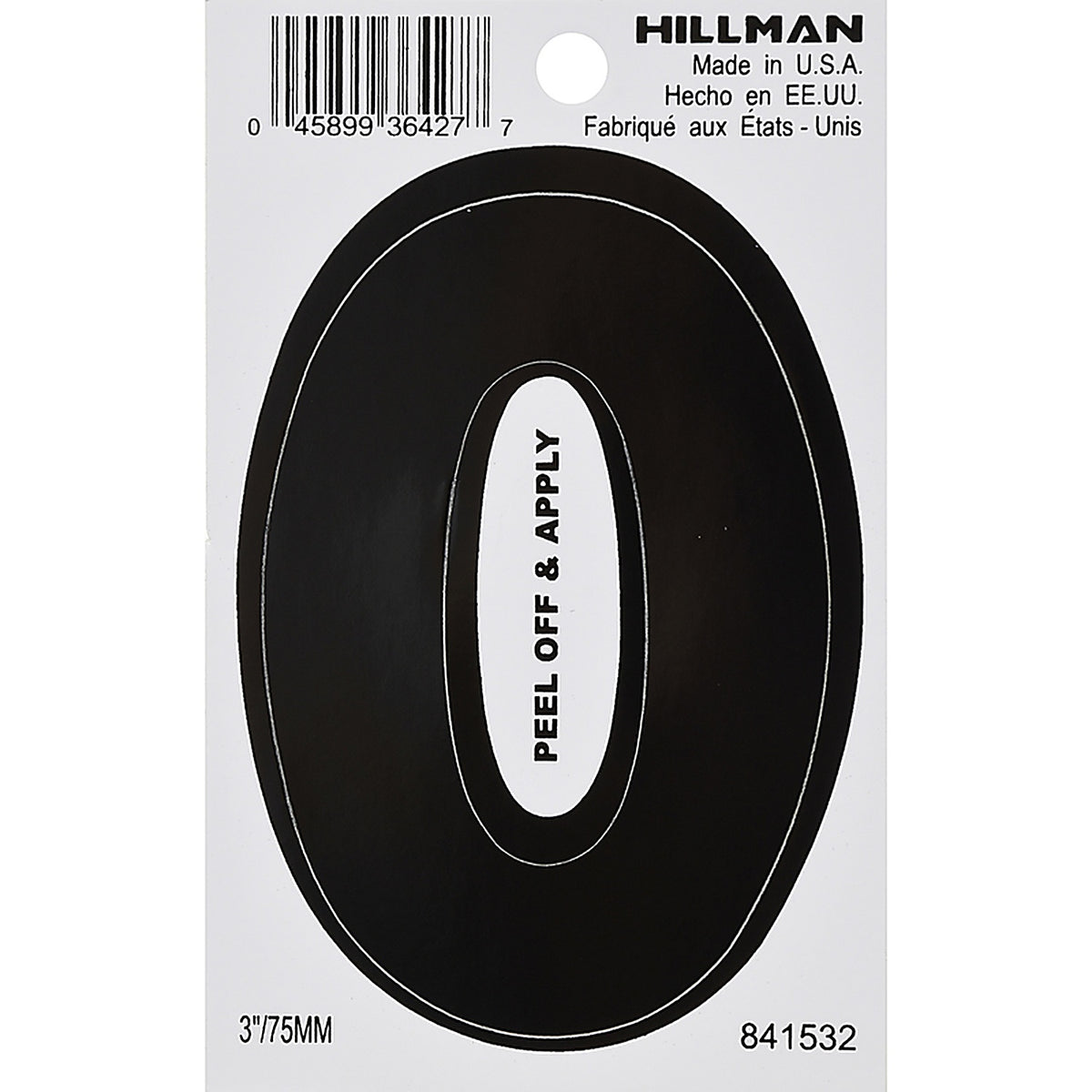 Hillman 841532 3 in. Black Vinyl Self-Adhesive Letter O 1/pc.
