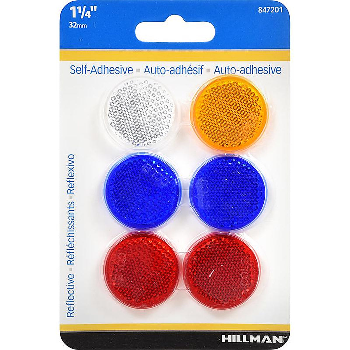 Hillman 847201 1.25 in. Round Assorted Reflectors 6/Pack