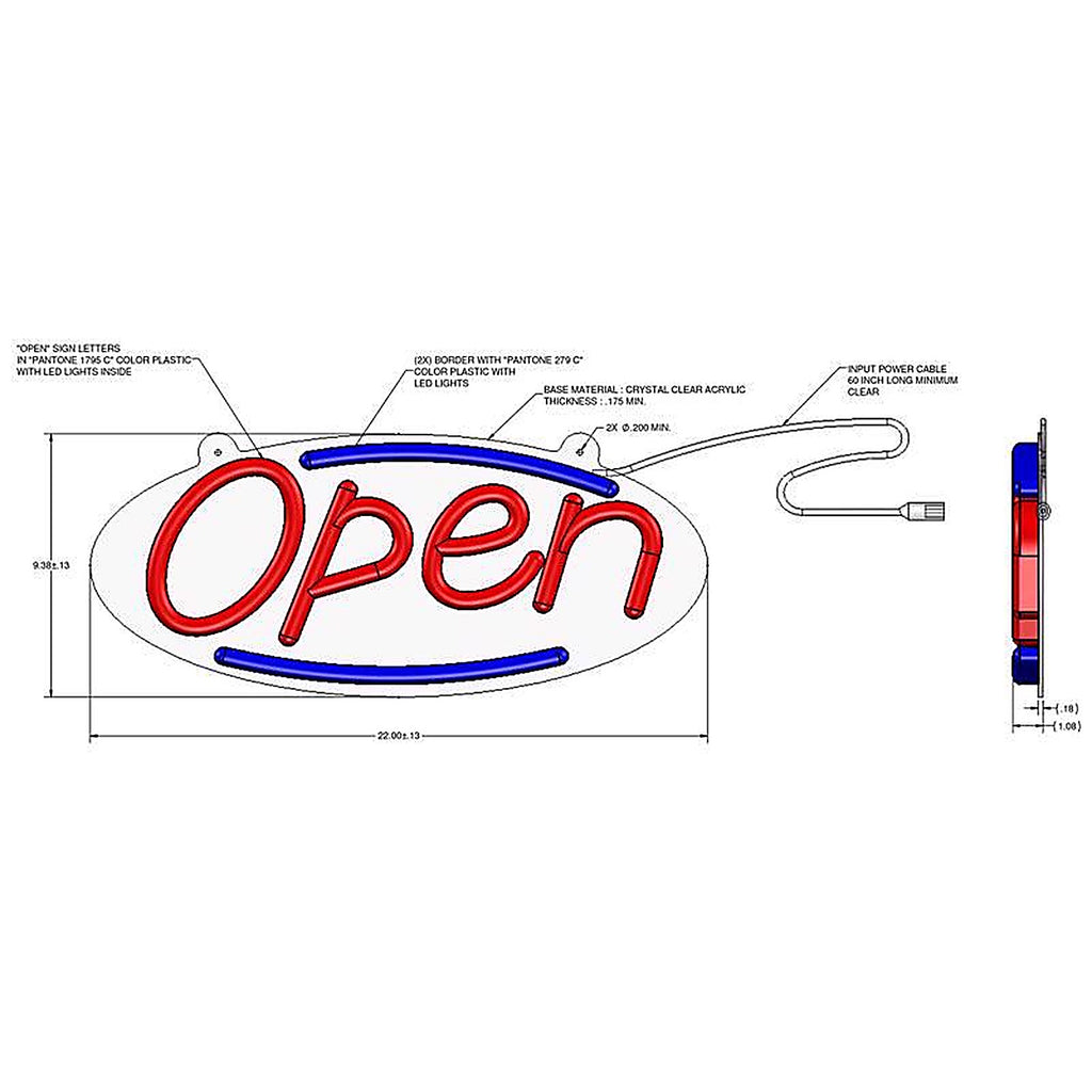 Hillman 848897 Plastic Indoor and Outdoor LED Lighted Open Sign