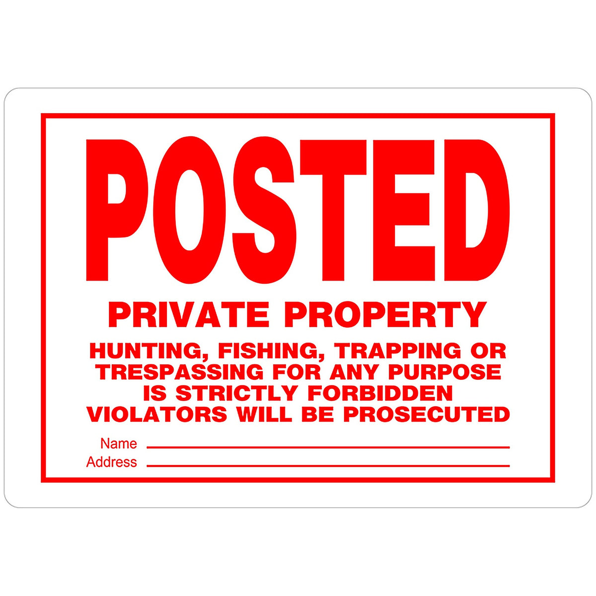 Hillman 840159 English White Private Property Sign 10 in. H x 14 in. W