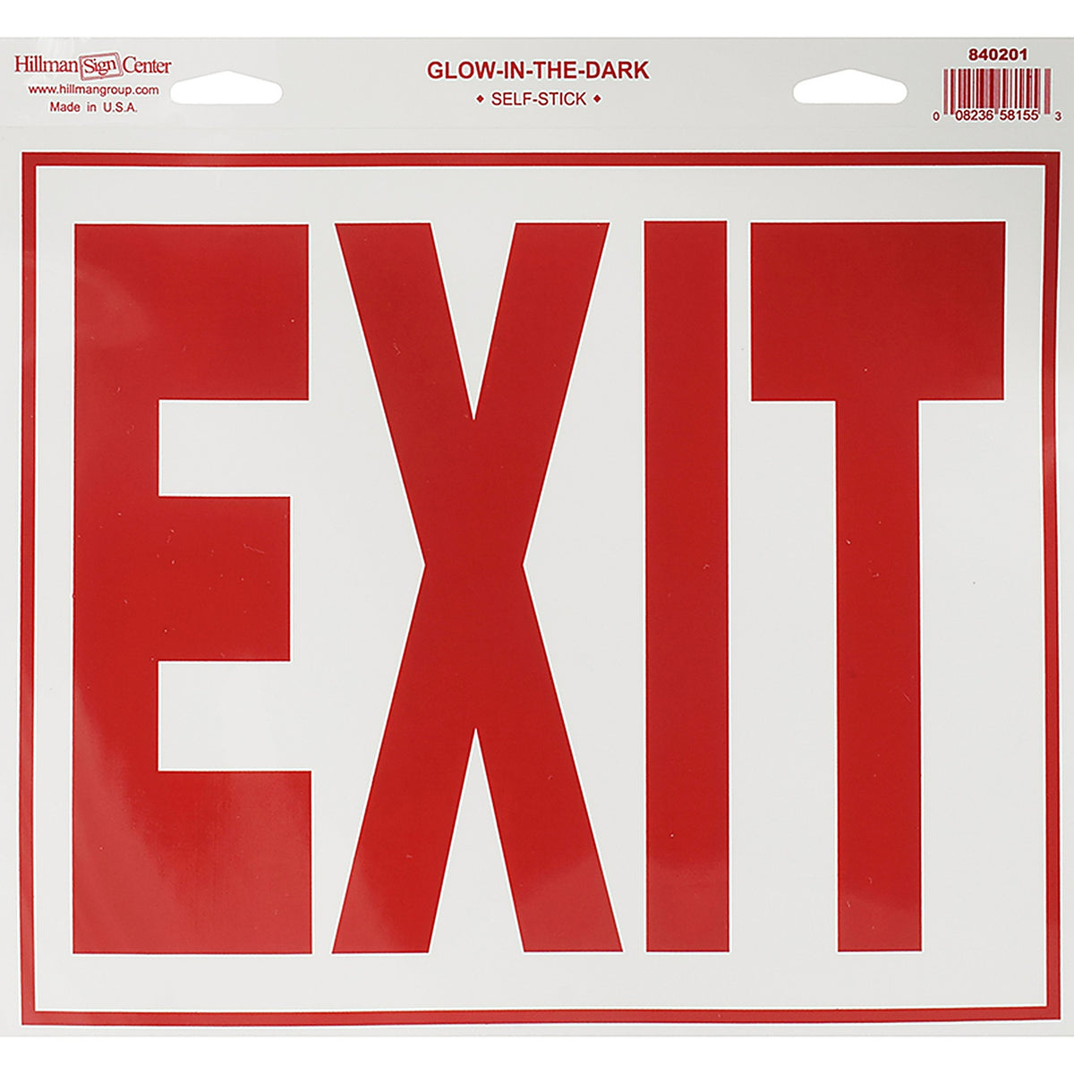 Hillman 840201 English White Exit Decal 11 in. H x 12 in. W