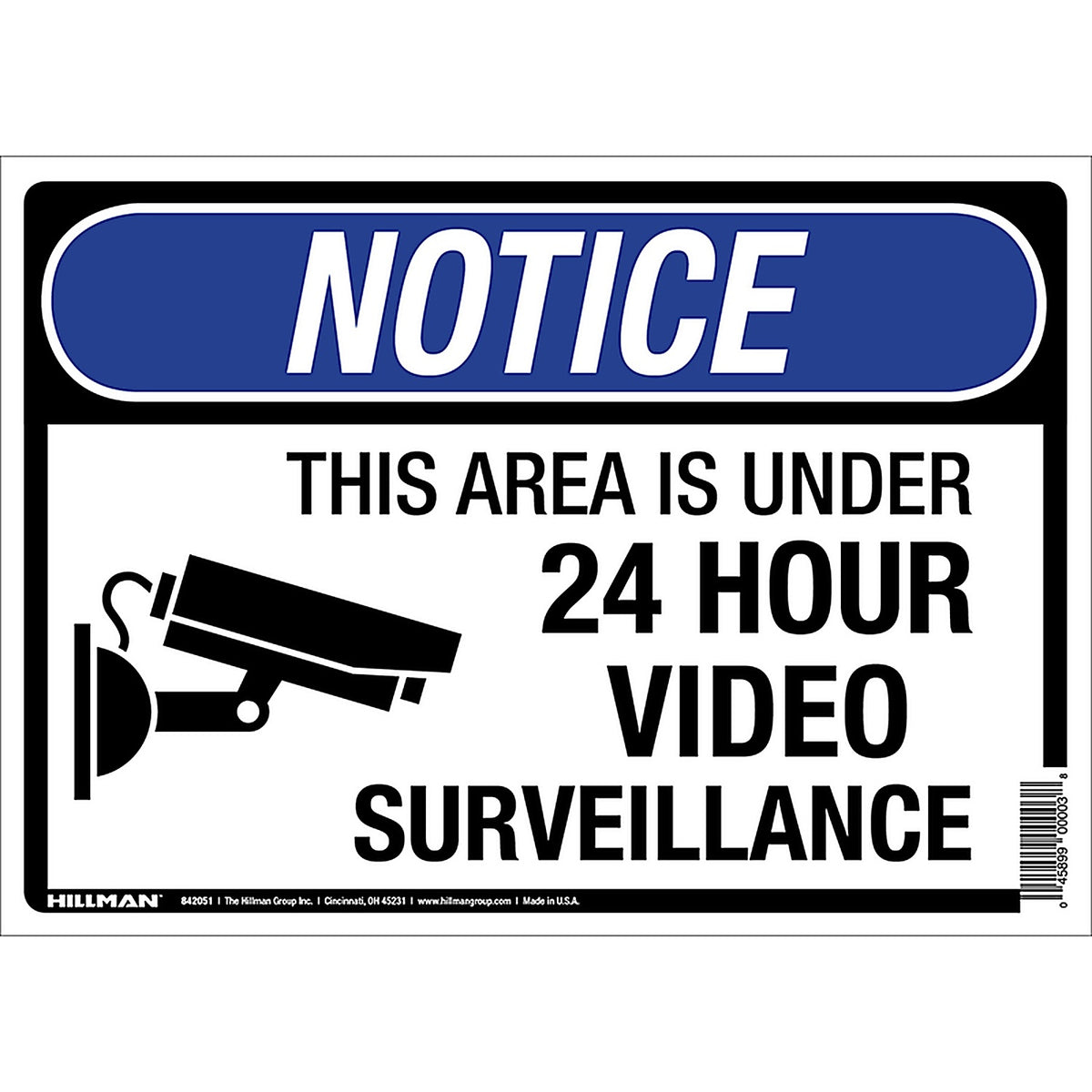 Hillman 842051 English White Security Sign 10 in. H x 14 in. W