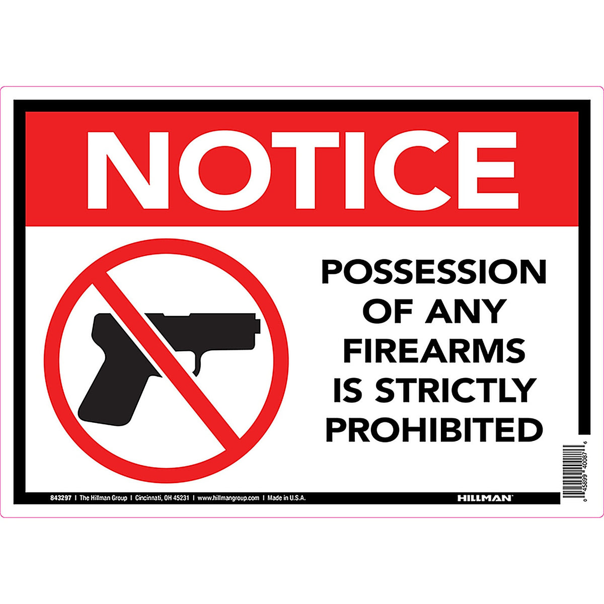 Hillman 843297 English White Safety Sign 10 in. H x 14 in. W