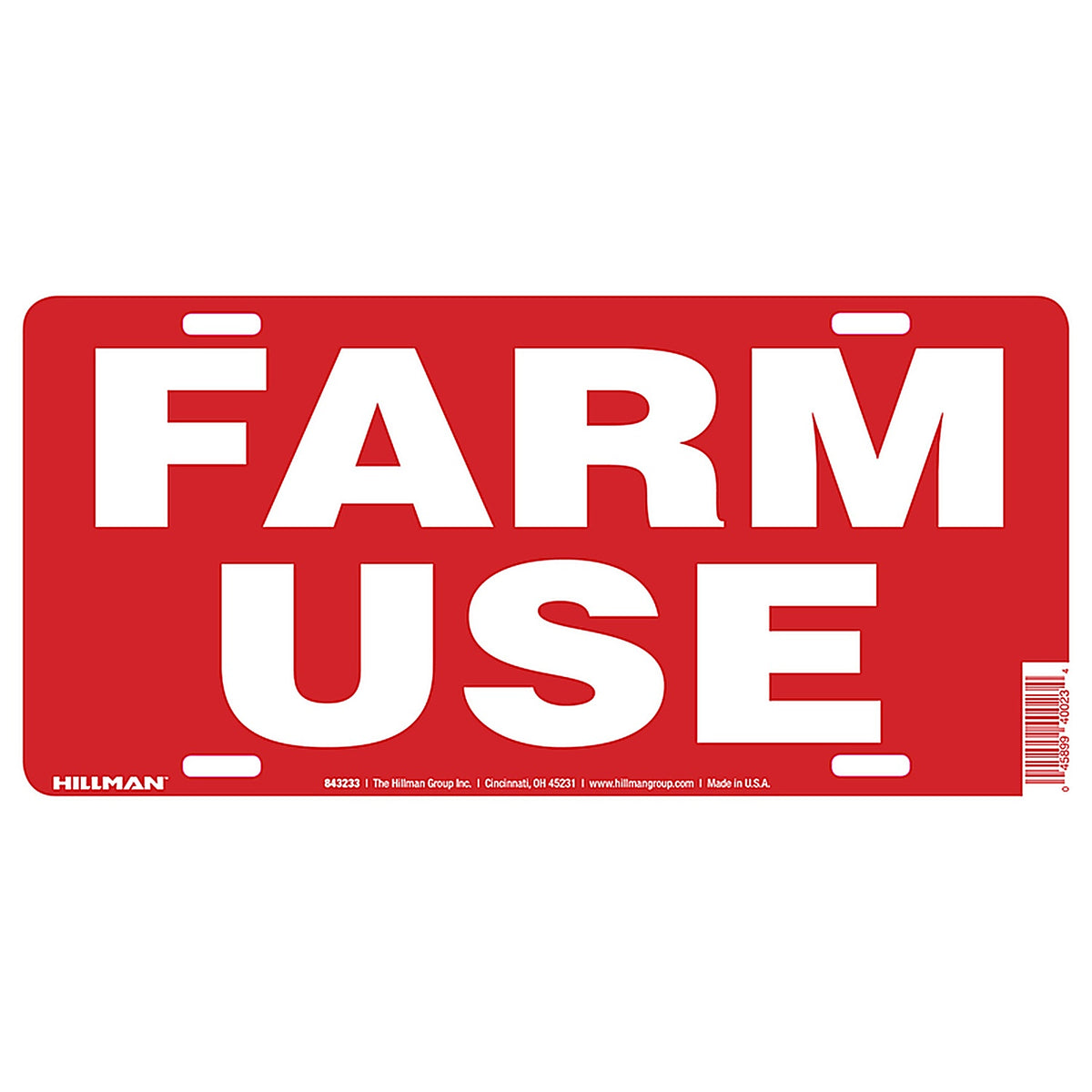 Hillman - 843233 - English Red Farm Use Sign 6 In. H X 12 In. W