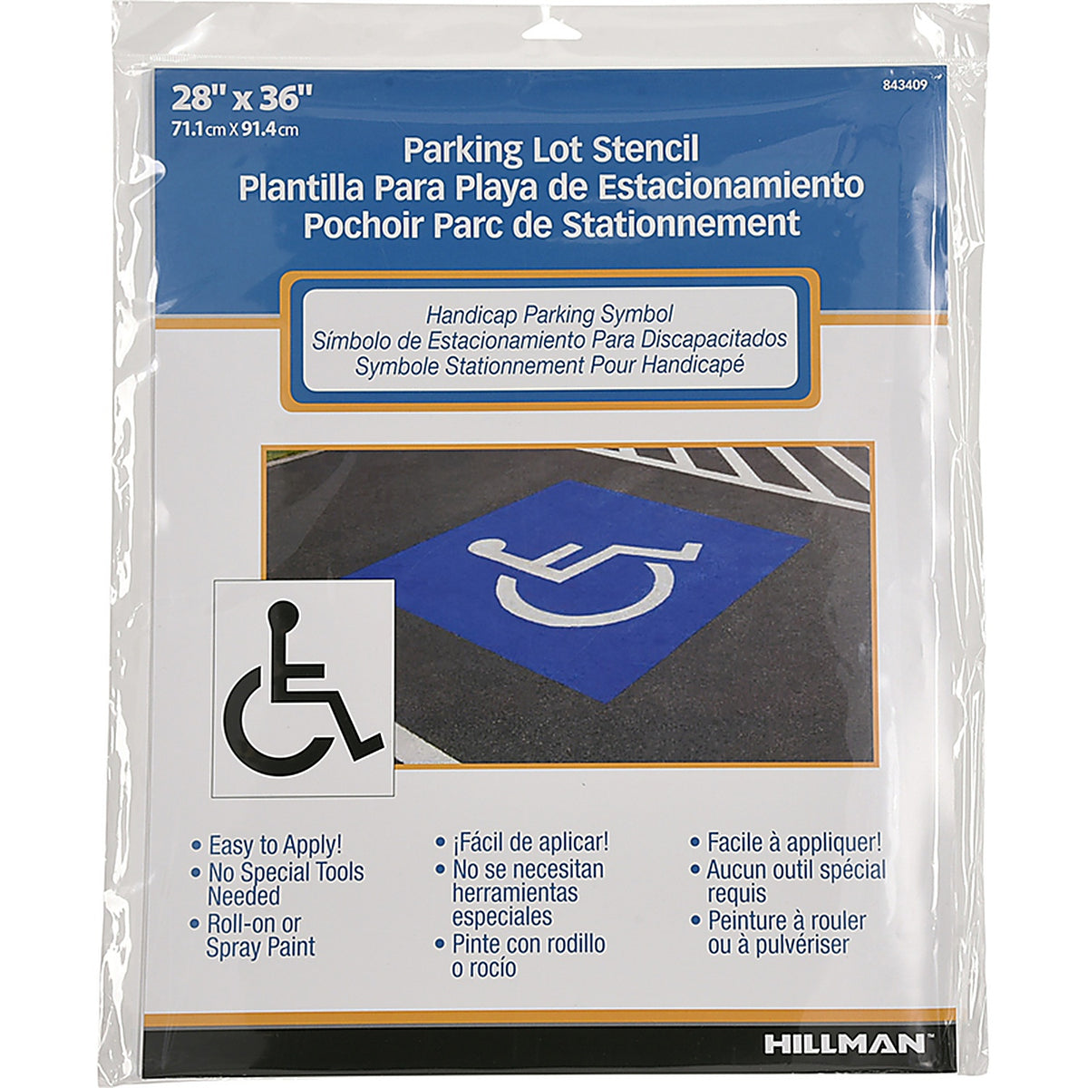 Hillman 843409 English White Handicap Parking Lot Stencil 28 in. H x 36 in. W