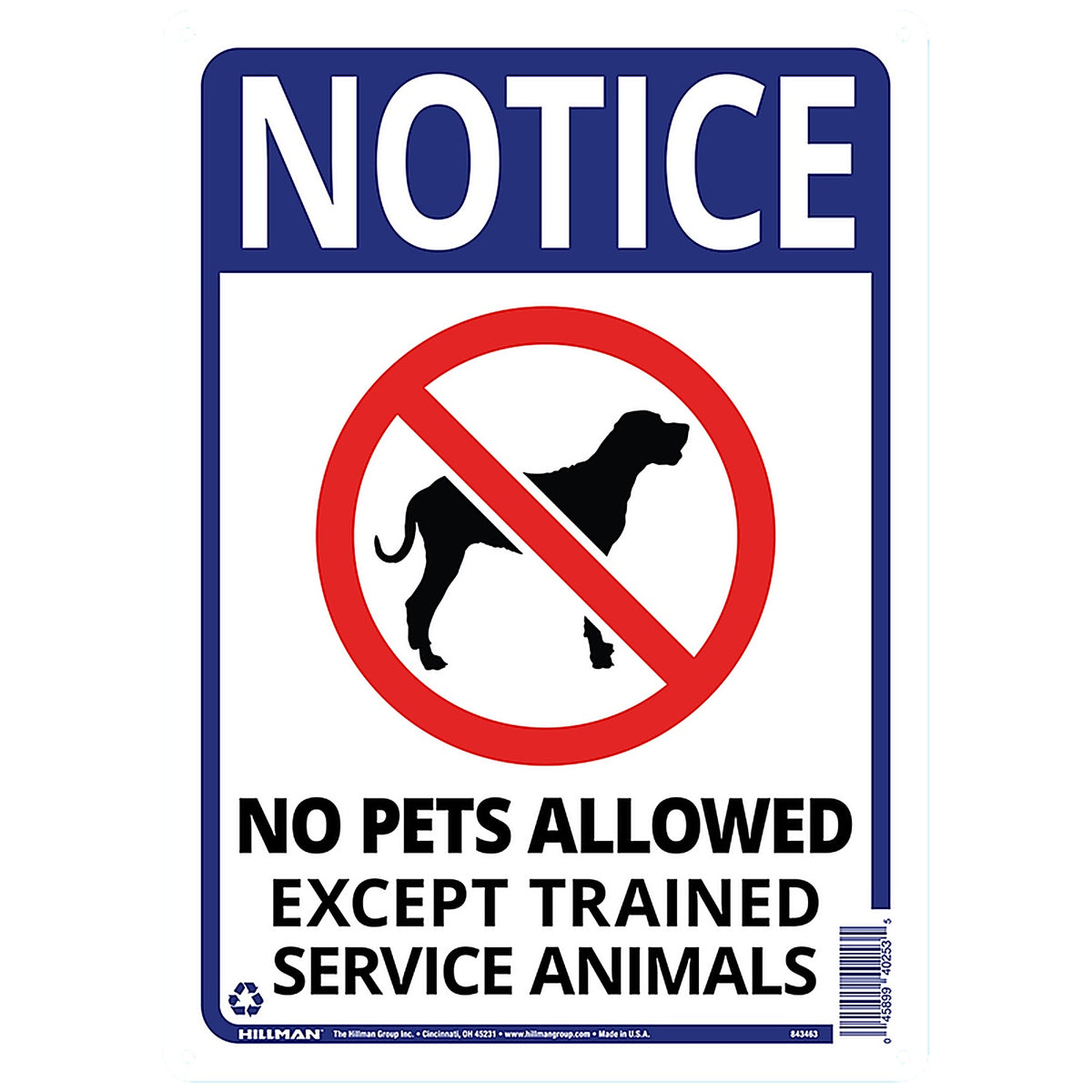 Hillman 843463 English White Pet Sign 14 in. H x 10 in. W