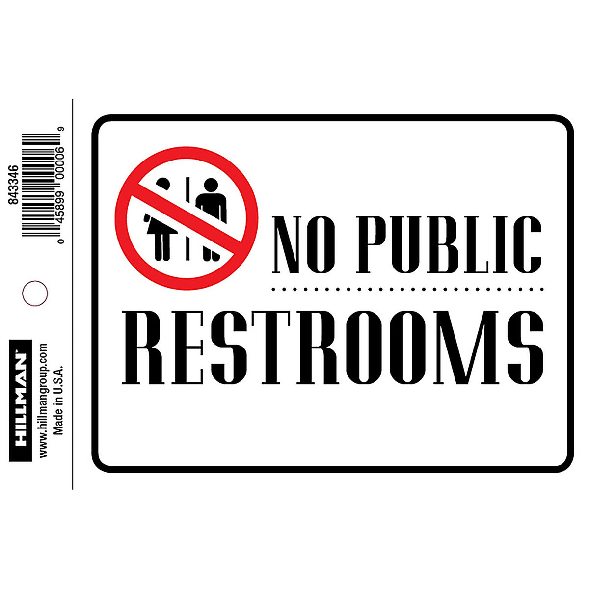 Hillman 843346 English White Restroom Decal 4 in. H x 6 in. W