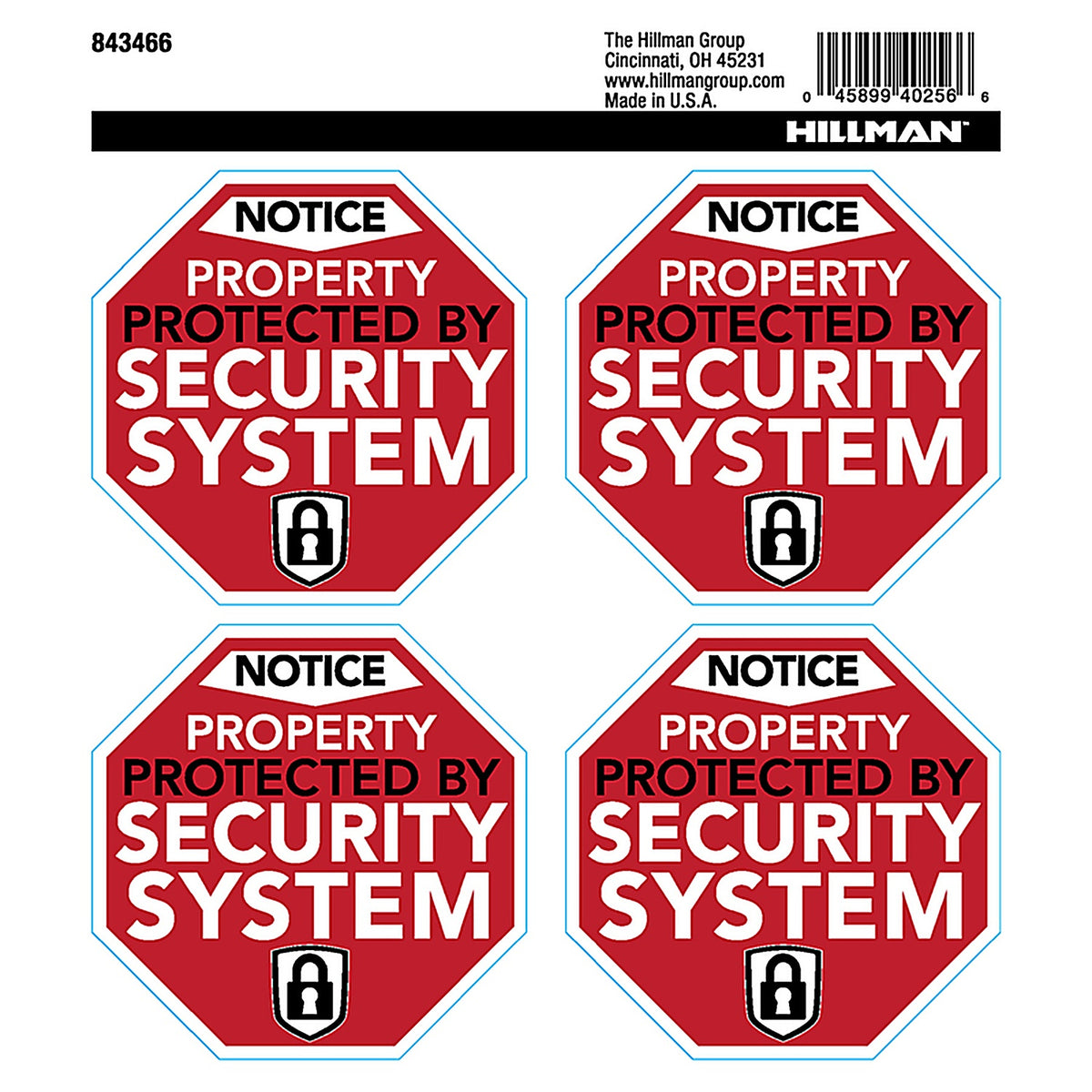 Hillman 843466 English White Security Decal 6 in. H x 6 in. W