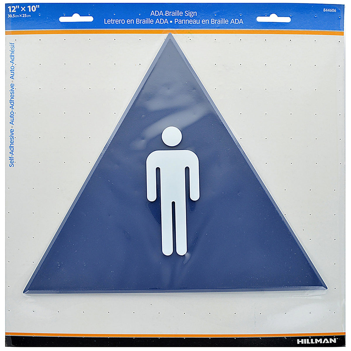 Hillman 844606 English Blue Restroom Plaque 12 in. H x 10 in. W