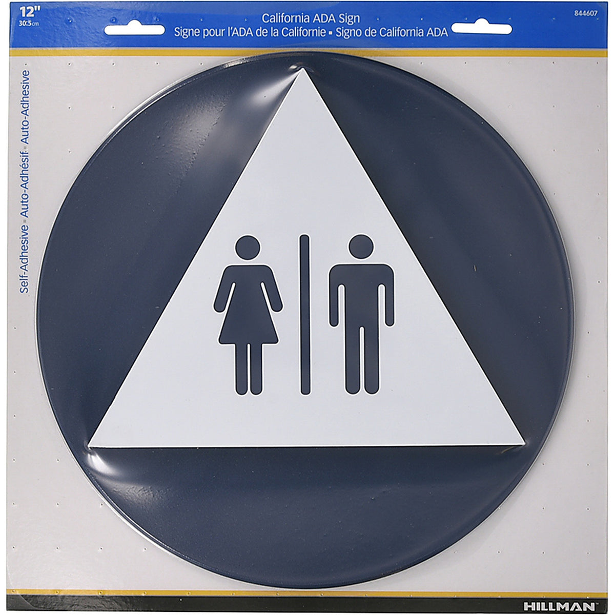Hillman 844607 English Blue Restroom Plaque 12 in. H x 12 in. W