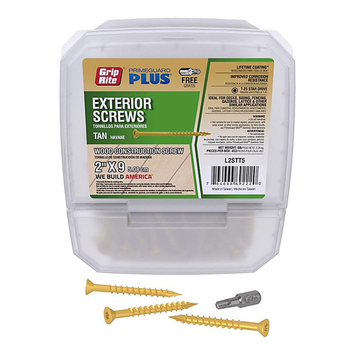 Grip-Rite L2STT5 No. 8 x 2 in. L Star Bugle Head Exterior Deck Screws 5 lb. 9 70/Pack