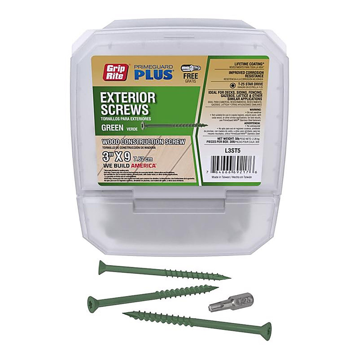 Grip-Rite L3ST5 No. 9 x 3 in. L Star Bugle Head Exterior Deck Screws 5 lb. 748/Pack