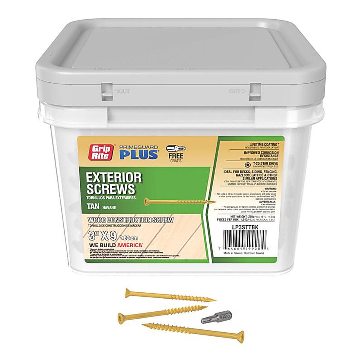 Grip-Rite LP3STTBK No. 9 x 3 in. L Star Bugle Head Deck Screws 25 lb.