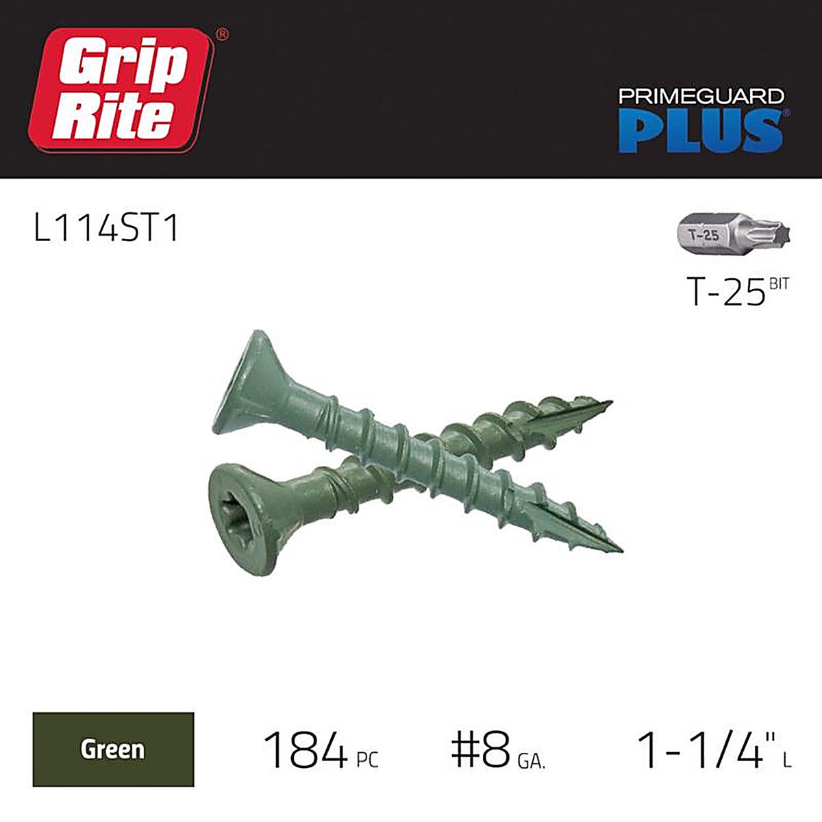 Grip-Rite L114ST1 No. 8 x 1-1/4 in. L Star Bugle Head Exterior Deck Screws 1 lb. 123/Pack