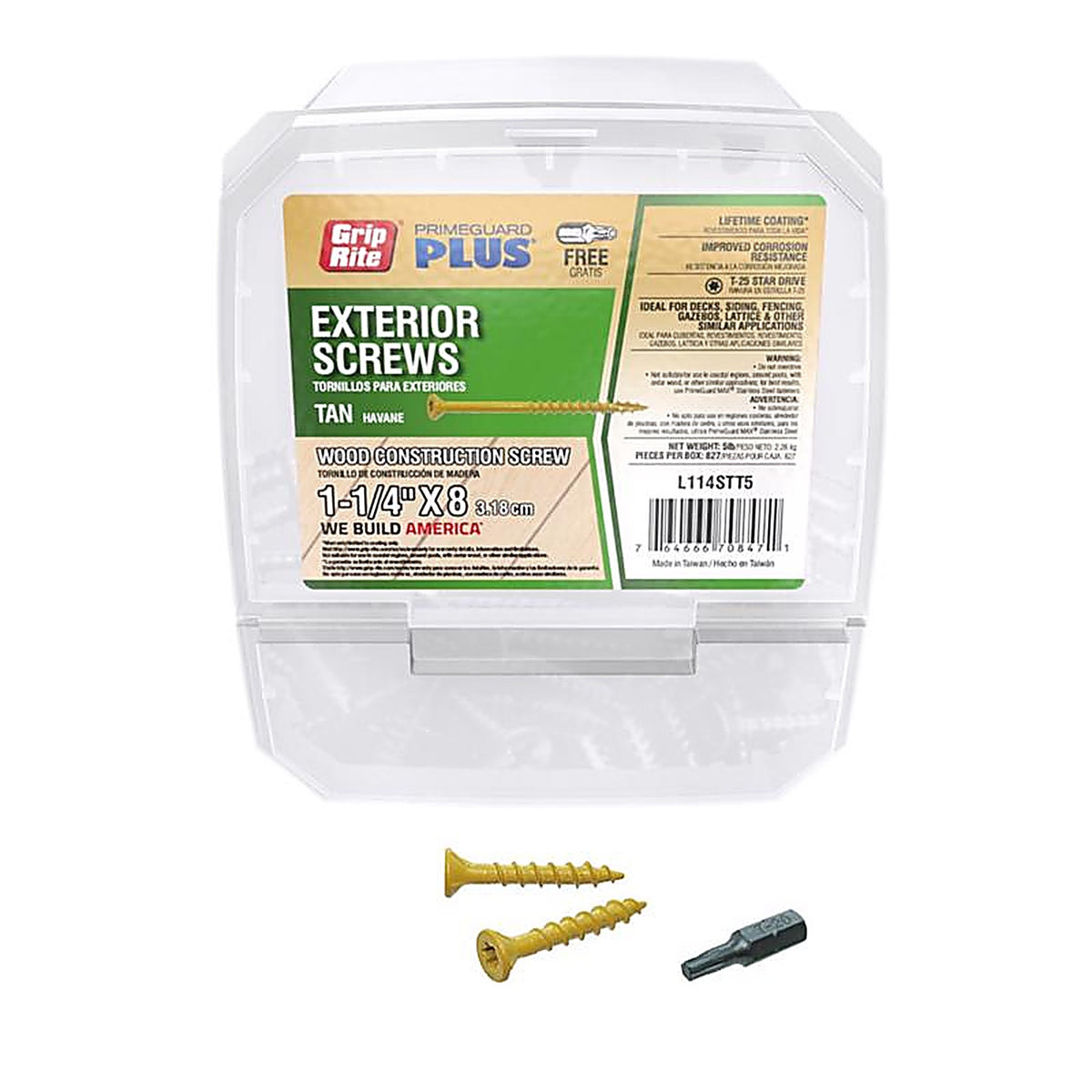 Grip-Rite L114STT5 No. 8 x 1-1/4 in. L Star Bugle Head Exterior Deck Screws 5 lb. 614/Pack