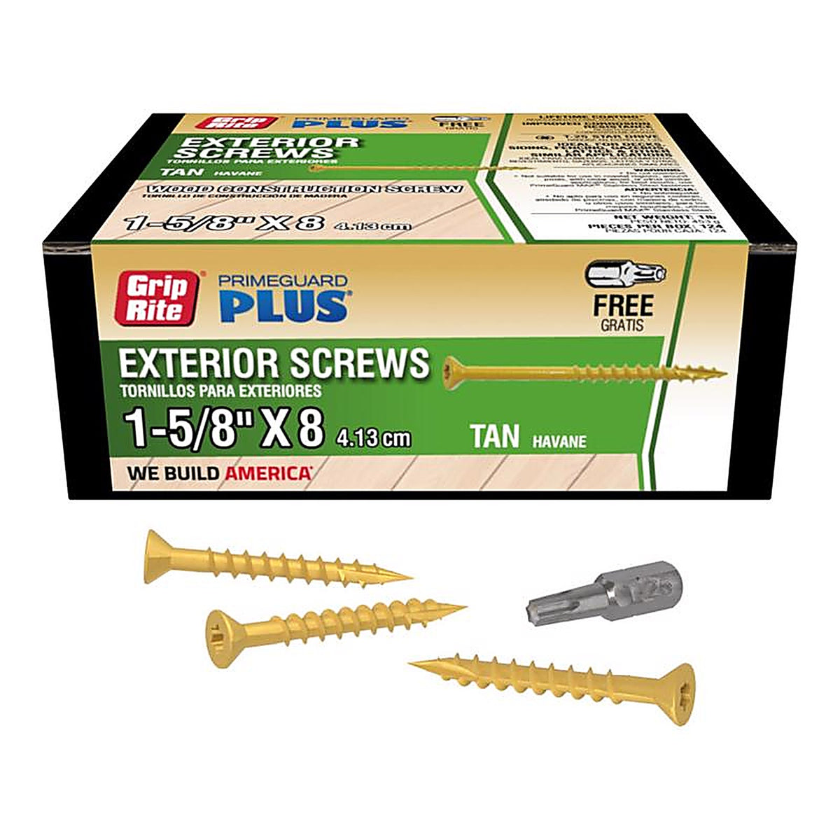 Grip-Rite L158STT1 No. 8 x 1-5/8 in. L Star Bugle Head Exterior Deck Screws 1 lb.
