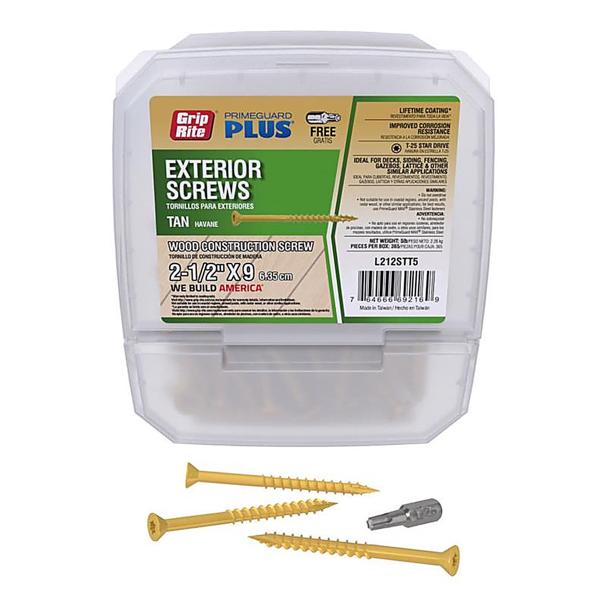 Grip-Rite L212STT5 No. 9 x 2-1/2 in. L Star Bugle Head Exterior Deck Screws 5 lb. 47/Pack