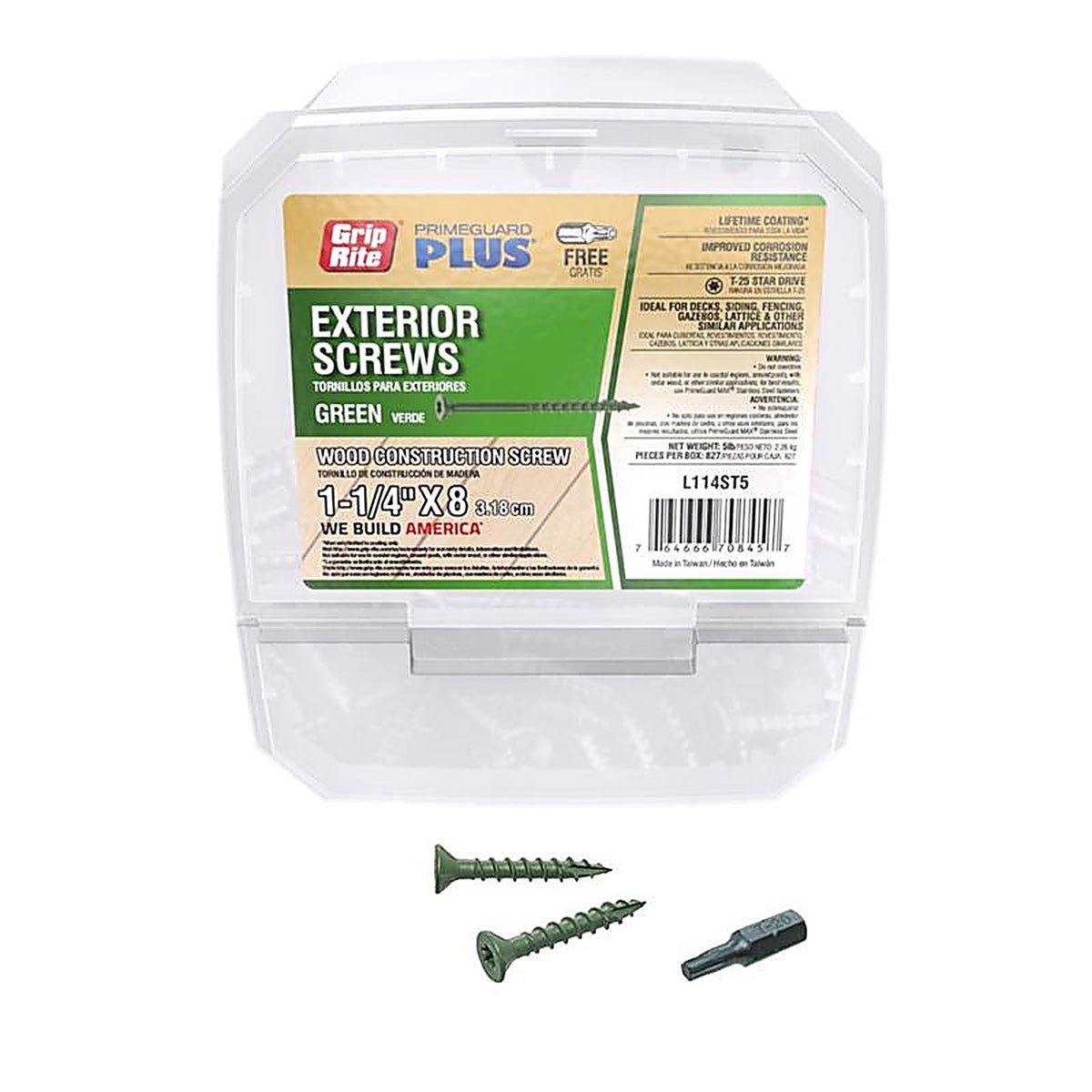 Grip-Rite L114ST5 No. 8 x 1-1/4 in. L Star Bugle Head Exterior Deck Screws 5 lb. 2163/Pack
