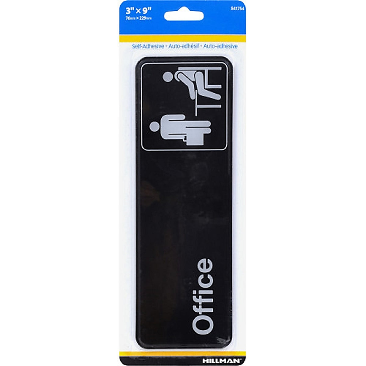 Hillman 841754 English Black Office Plaque 3 in. H x 9 in. W