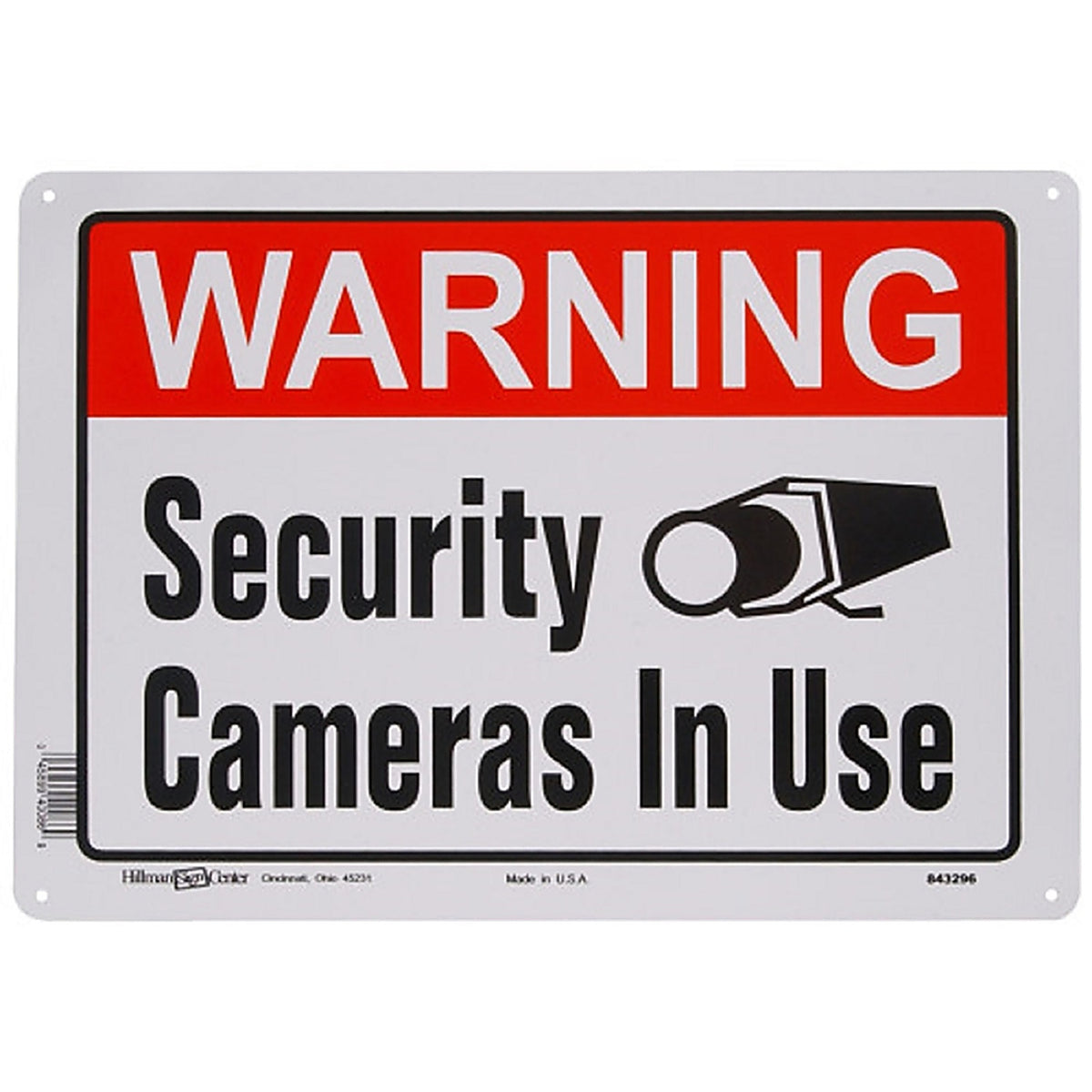 Hillman 843296 English White Security Sign 10 in. H x 14 in. W