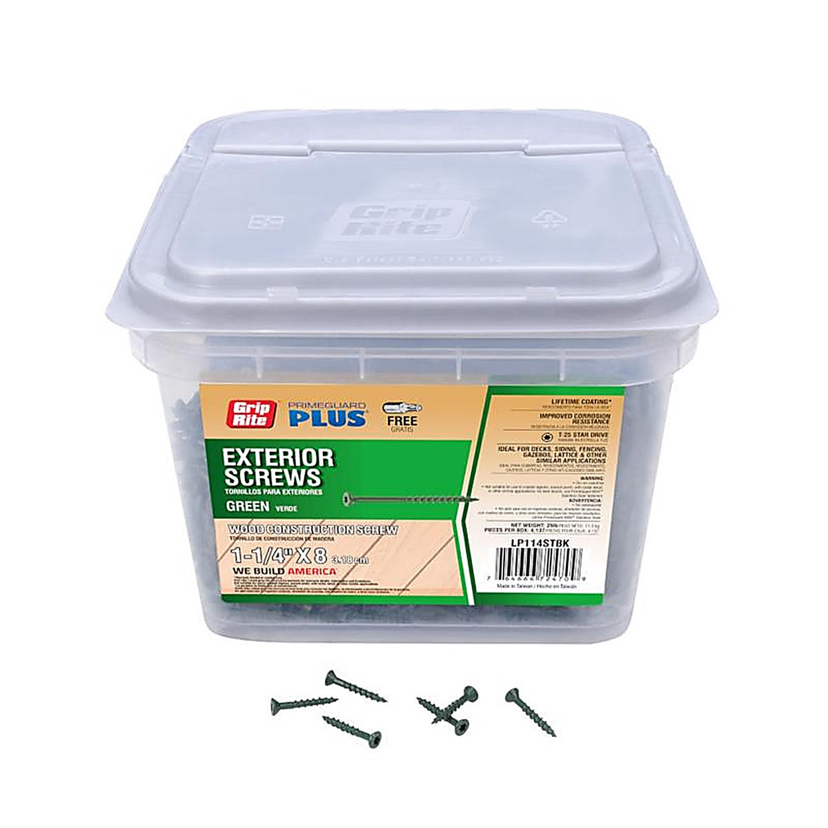 Grip-Rite LP114STBK PrimeGuard Plus No. 8 wire S X 1.25 in. L Star Bugle Head Deck Screws 25 lb