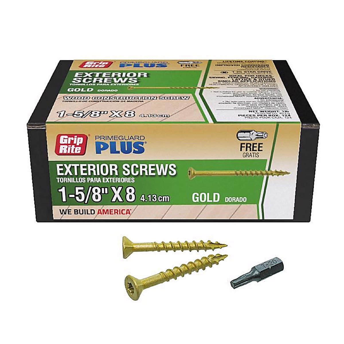 Grip-Rite L158STGD1 PrimeGuard Plus No. 8 wire S X 1-5/8 in. L Star Flat Head Deck Screws 124 pk