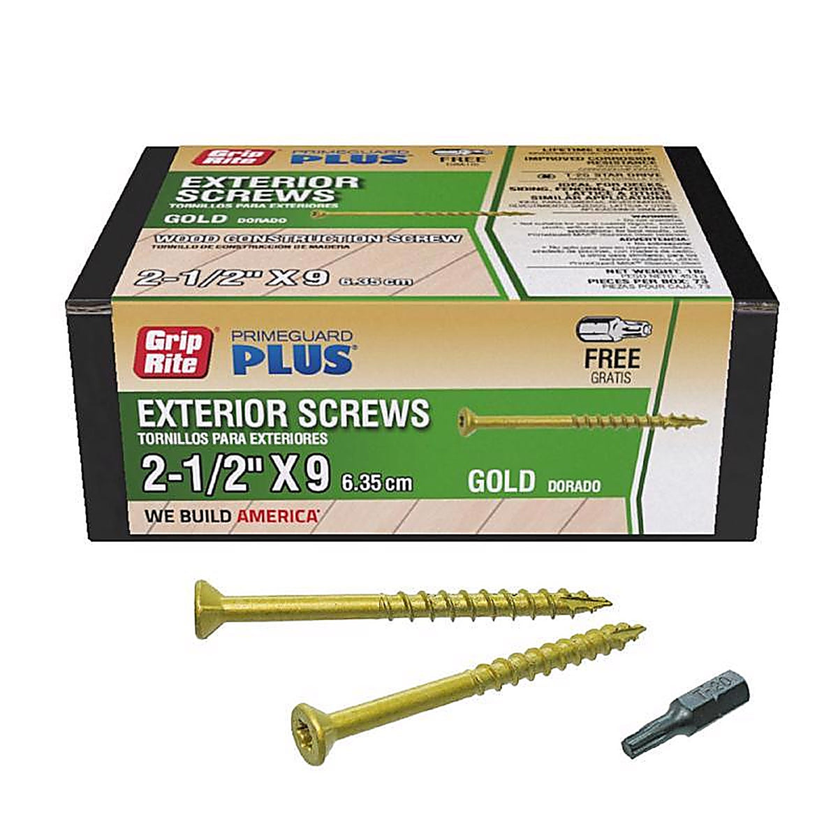 Grip-Rite L212STGD1 PrimeGuard Plus No. 9 wire S X 2-1/2 in. L Star Flat Head Deck Screws 1 lb